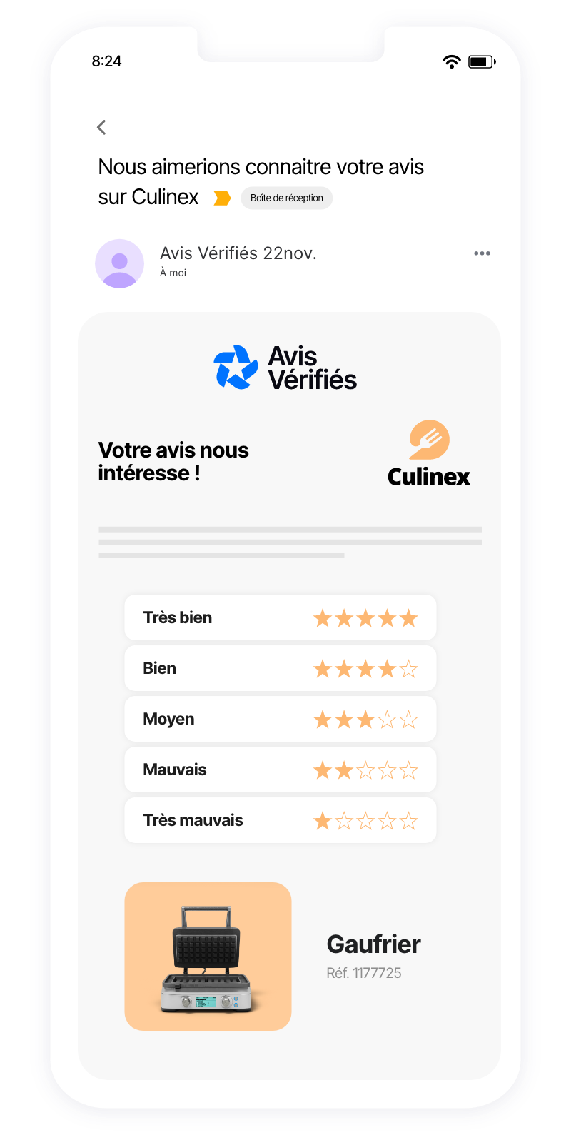 ecran smartphone mail avis client